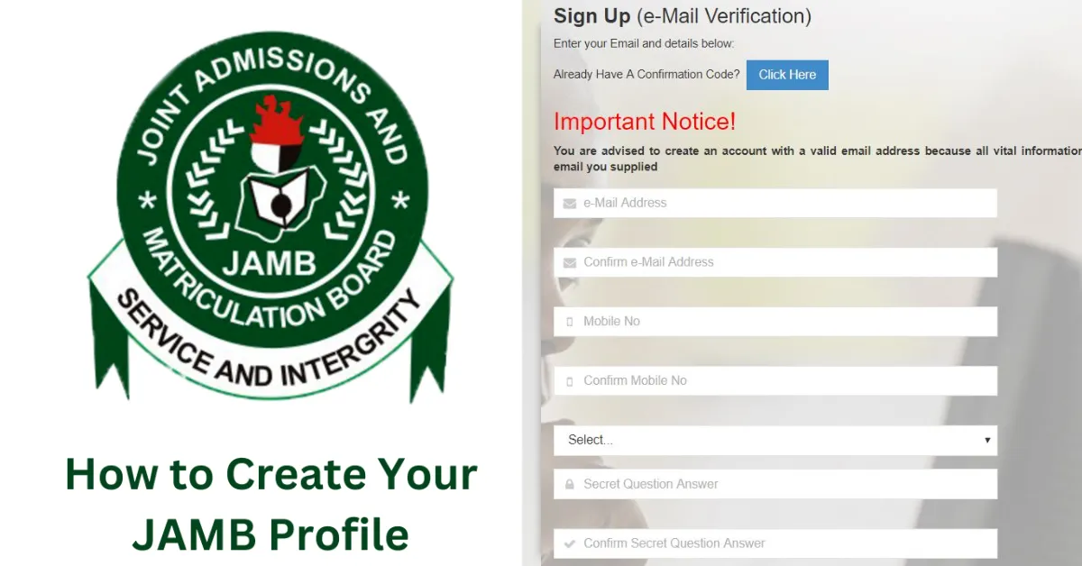 How to Create JAMB Profile 2026 - Complete Step by Step Guide 