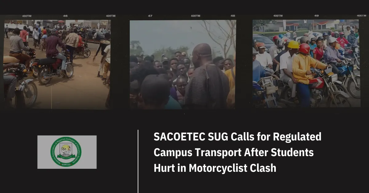 SACOETEC SUG Calls for Regulated Campus Transport After Students Hurt in Motorcyclist Clash