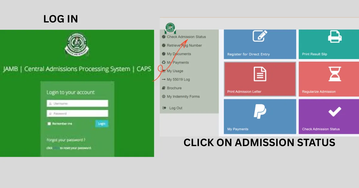 Checking admission on Jamb Caps